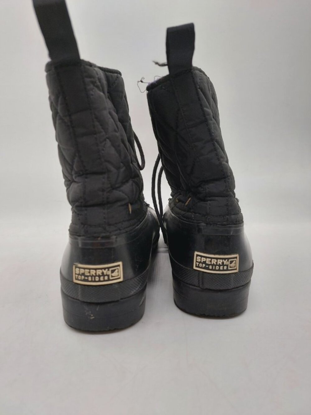 Sperry Size 8 Top Sider Black Rubber Quilted Lace Up Lined Duck Boots - Picture 3 of 11